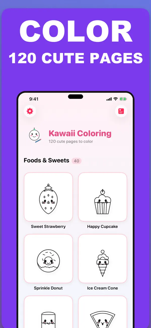 Screenshot #2 pour Kawaii Coloring Book Kids Draw