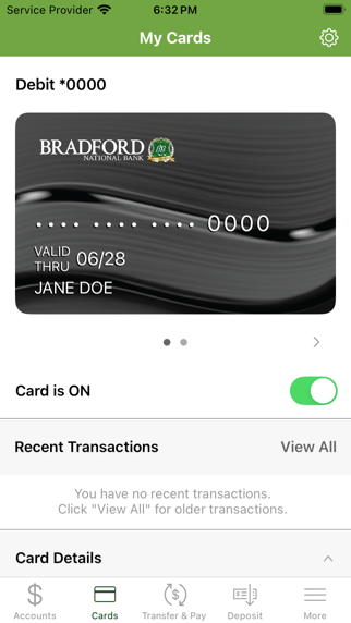 Bradford National Bank Screenshot