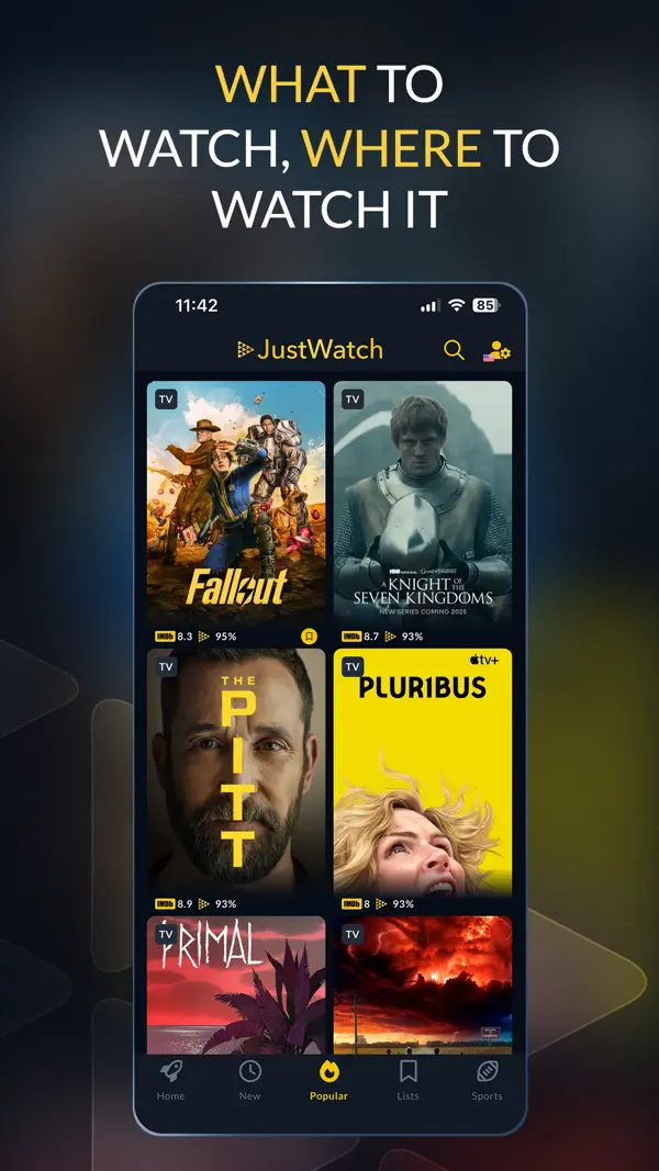 JustWatch - Movies & TV Shows iPhone App Screenshot 1 – Unterhaltung