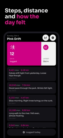 Pink Drift: Walking Tracker Screenshot 1 of 4