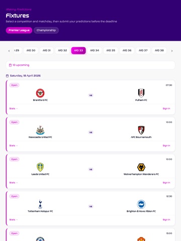 Predict The Match iPad screenshot