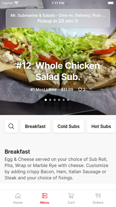 Mr Submarine And Salad iPhone screenshot 1 - Food & Drink app