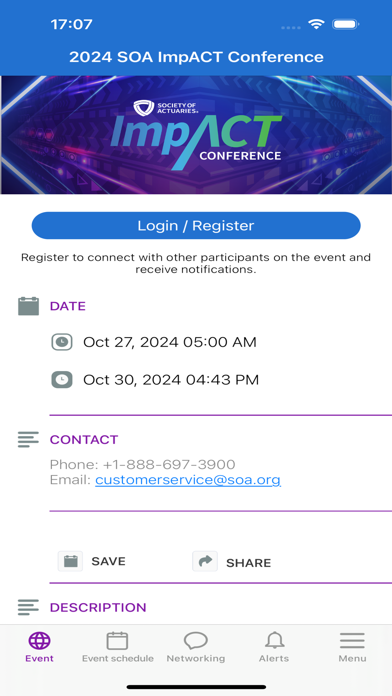 Society of Actuaries Events Screenshot