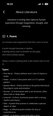 Literature screenshot