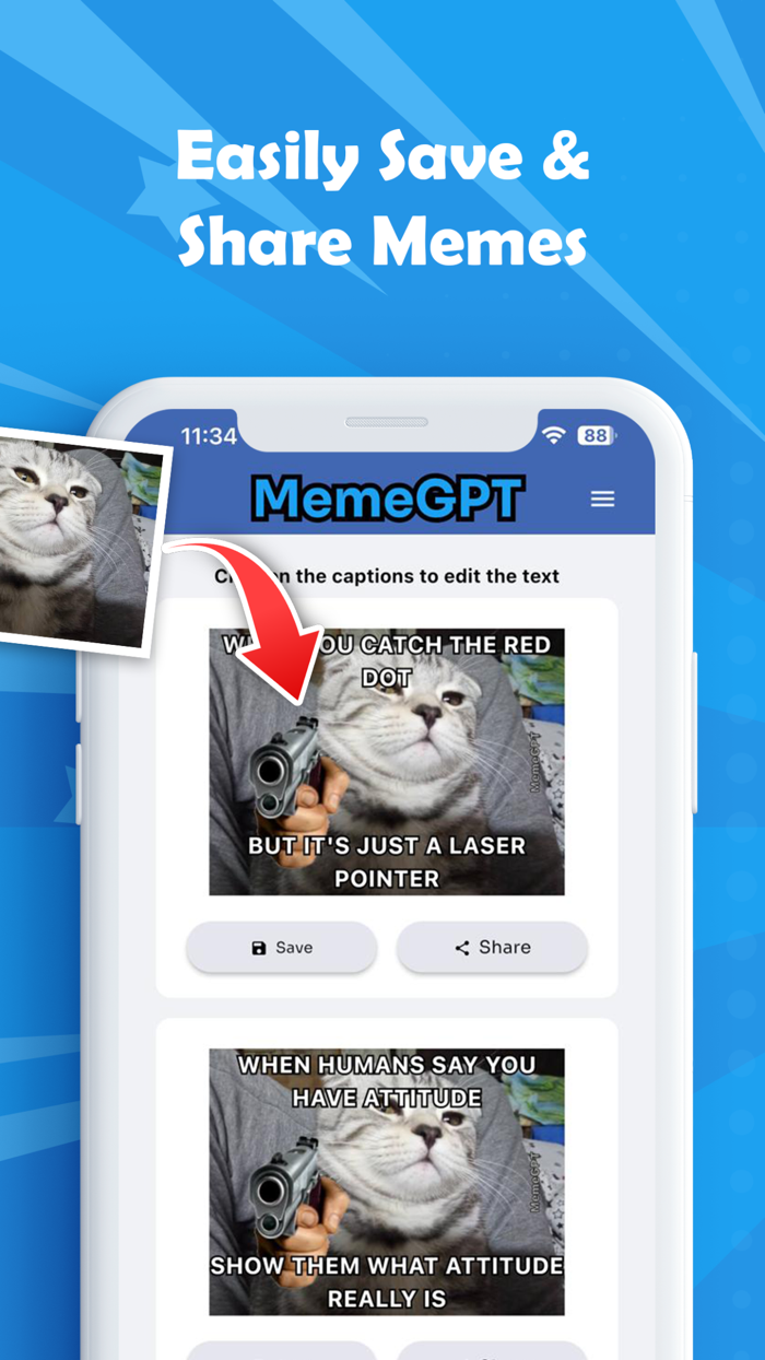 MemeGPT Meme Generator App
