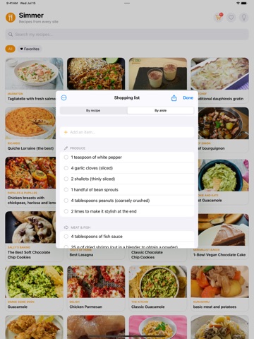 Simmer iPad screenshot