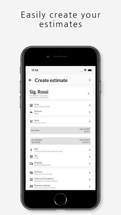 Estimate maker, contractor app