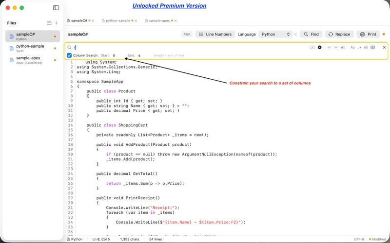 Clarity Code Edit screenshot