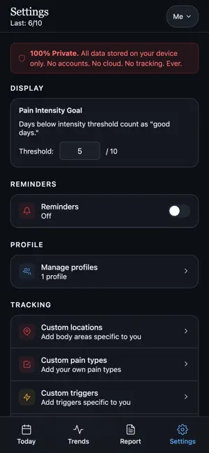 My Pain Journal APP screenshot 2