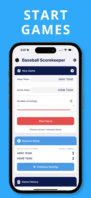 Baseball Score Keeper Go screenshot 1
