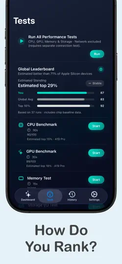 Benchmark Pro: Device Test iPhone Ekran Görüntüsü 2