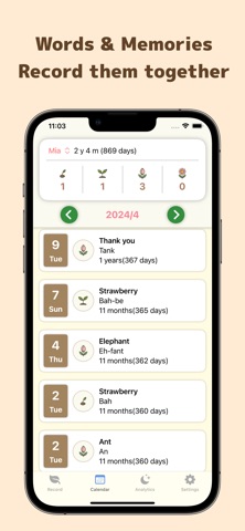 First Words Diary iPhone screenshot