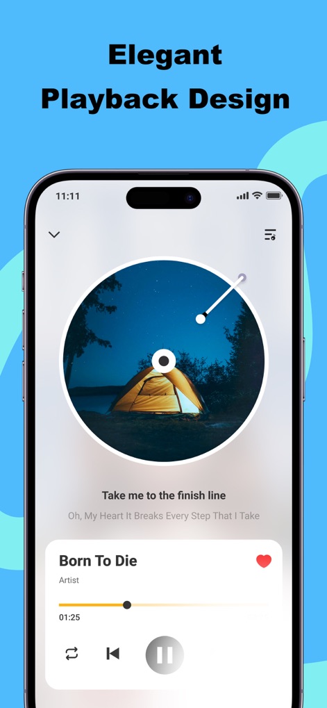 SonicNest-Music Player - Enjoy a seamless listening experience with the app's elegant playback interface, featuring a central circular album art and accessible playback controls for managing your music.