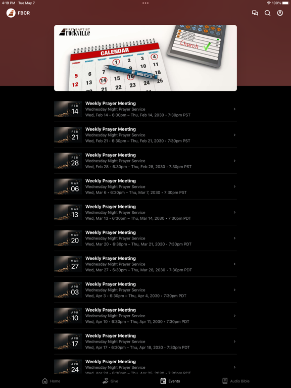 First Baptist Church Rockville iPad screenshot 2 - Education app