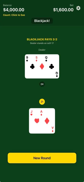 Simple Blackjack Trainer screenshot 1