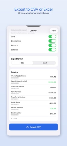 Bank2CSV: Statement Converter iPhone screenshot