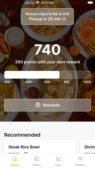 Rickey’s Sports Bar & Grill iPhone screenshot 1 - Food & Drink app