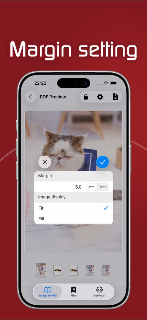 Image to PDF - Convert to PDF - This tool offers detailed control over document presentation, with options to adjust the "Margin" in precise units and select how the "Image display" fits the page.