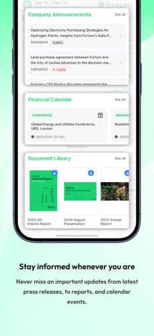 Fortum Investor Relations screenshot