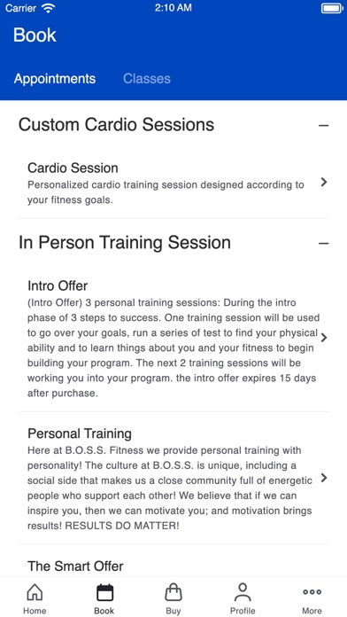 B.O.S.S. Fitness Screenshot