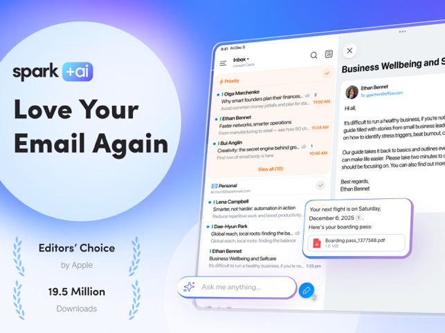 Spark AI Email & Calendar Screenshot
