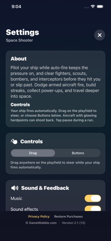 Space Shooter - GameWobble iPhone screenshot