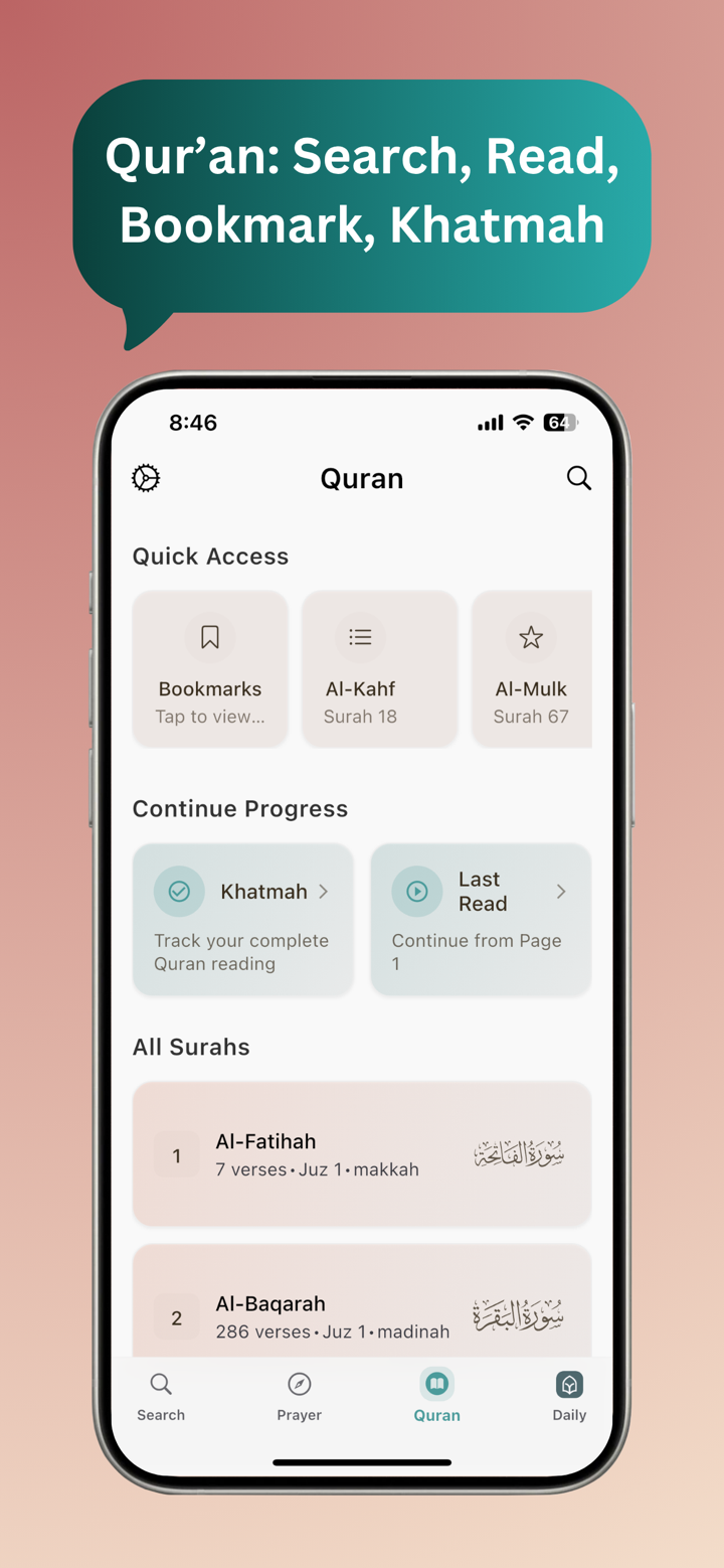 Tasleem: Quran, Prayer, Search screenshot 8