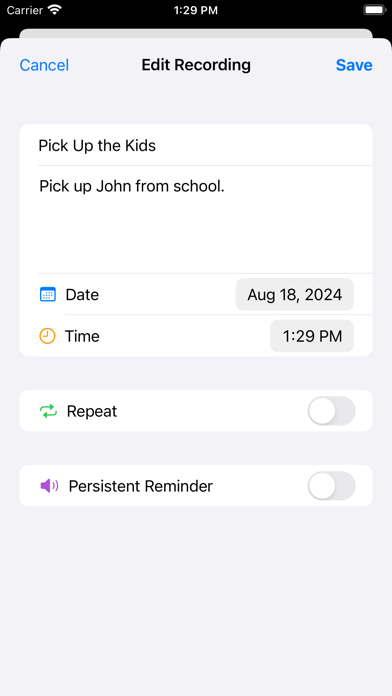Voice Reminders Recorder Screenshot