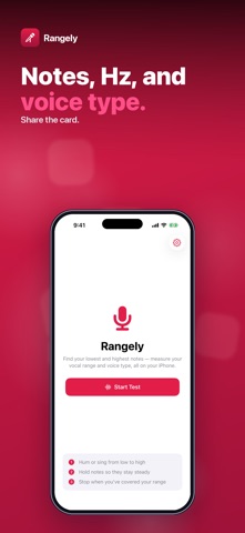 Rangely: Vocal Range Test iPhone screenshot