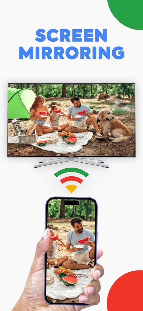 Cast for Chromecast - A ferramenta permite o espelhamento da tela do smartphone para a TV, oferecendo uma forma simples de compartilhar conteúdo. É visível o display do telefone duplicado na tela da TV e a conexão sem fio através de ícones de Wi-Fi.
