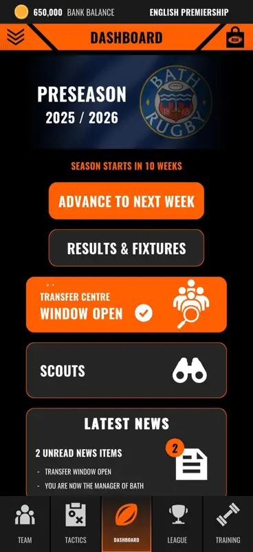 Rugby Manager 26 screenshot 1 of 8