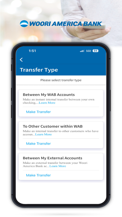 Woori America Bank Mobile Bank Screenshot