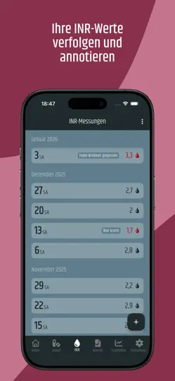 Screenshot von INR Tagebuch auf dem iPhone 6