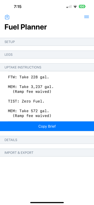 Fuel Planner Screenshot 2 of 3