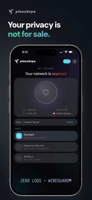 Planck VPN: No Logs & Fast iPhone screenshot 2