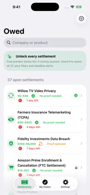 Owed — Settlement Finder screenshot 2