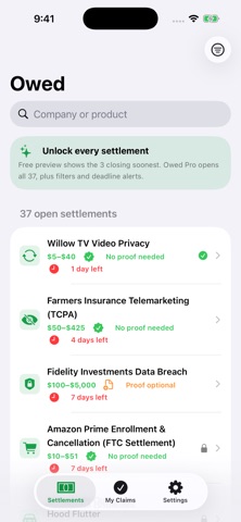Owed — Settlement Finder Screenshot 2 of 4