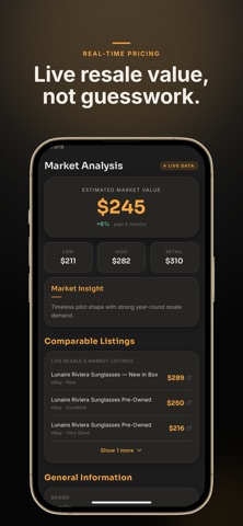 Soleil: AI Sunglass Value Scan iPhone screenshot