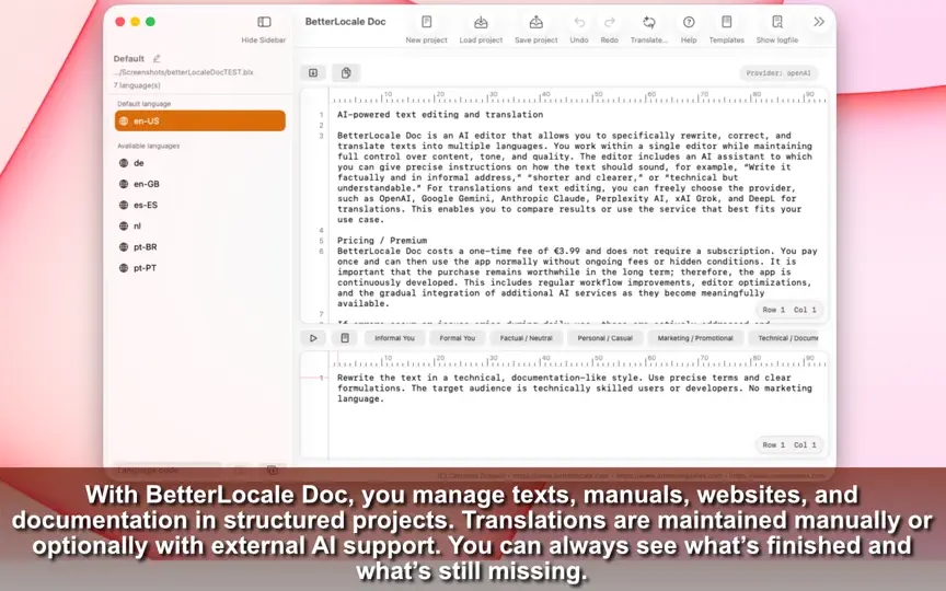 Capture d'écran de BetterLocale Doc sur iPhone 1