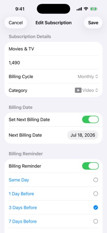 Subscription Visualizer iPhone screenshot