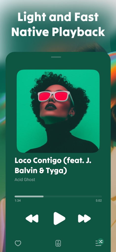 Lark Player: Offline Music - Witness the intuitive player interface, featuring prominent album art and essential playback controls for effortless navigation.