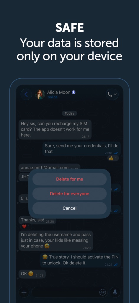 Zangi Private Messenger - Data Control Options