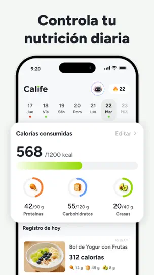 Captura de pantalla de Calife: Cuenta Calorías IA en iPhone 2