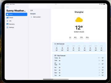 Sunny Weather Report Pro iPad screenshot