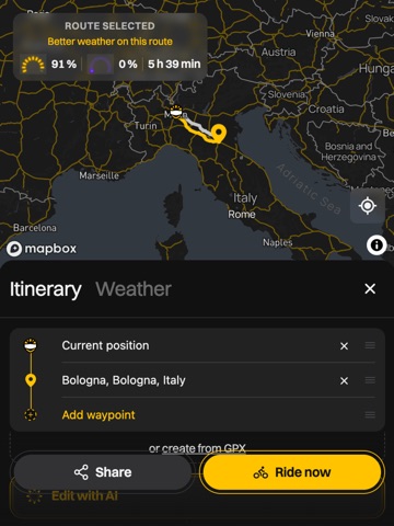 SunnyBiker - GPS + weather iPad screenshot 2