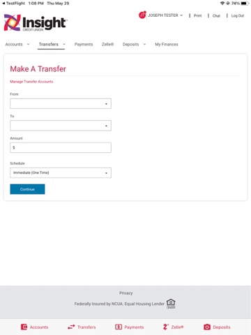 Insight Credit Union iPad screenshot