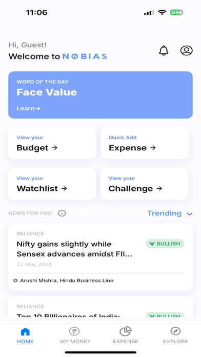 Nobias Finance Screenshot