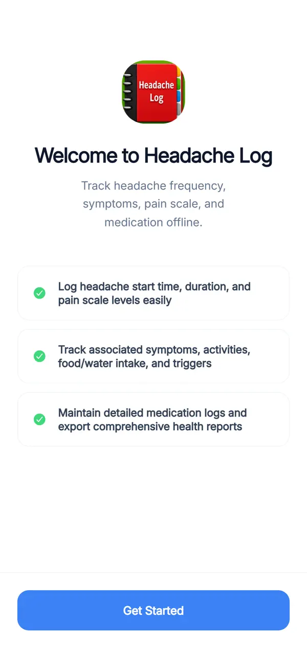 Screenshot #1 pour Headache Log