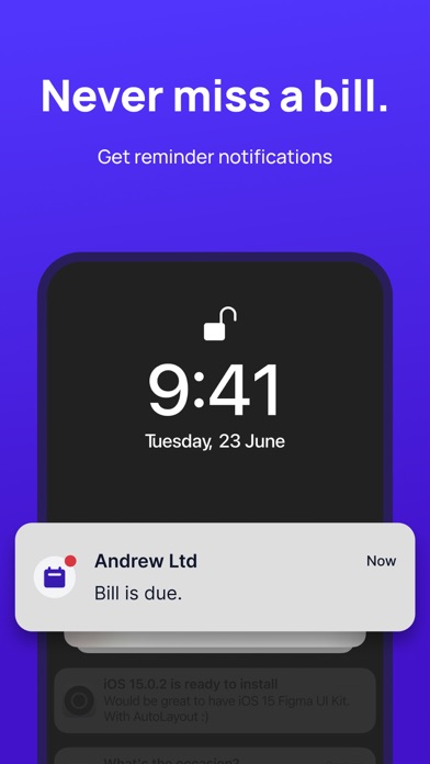 Bill Organizer App & Reminders Screenshot