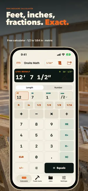 Feet Inch Fractions Calculator screenshot 1